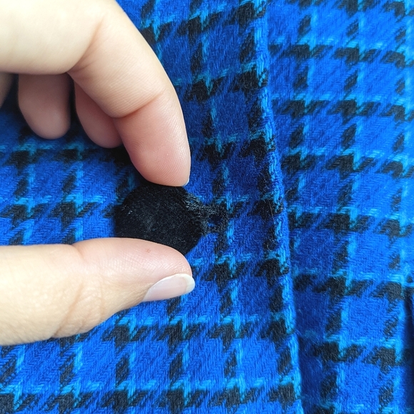 PENDLETON Vintage Blue Black Plaid Velvet Collared Wool Blazer Skirt Set Size 6 - Picture 16 of 16